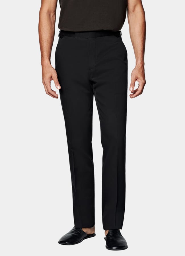 SUITSUPPLY Summer Cotton Cashmere by Solbiati, Italy Black Relaxed Fit Roma Suit