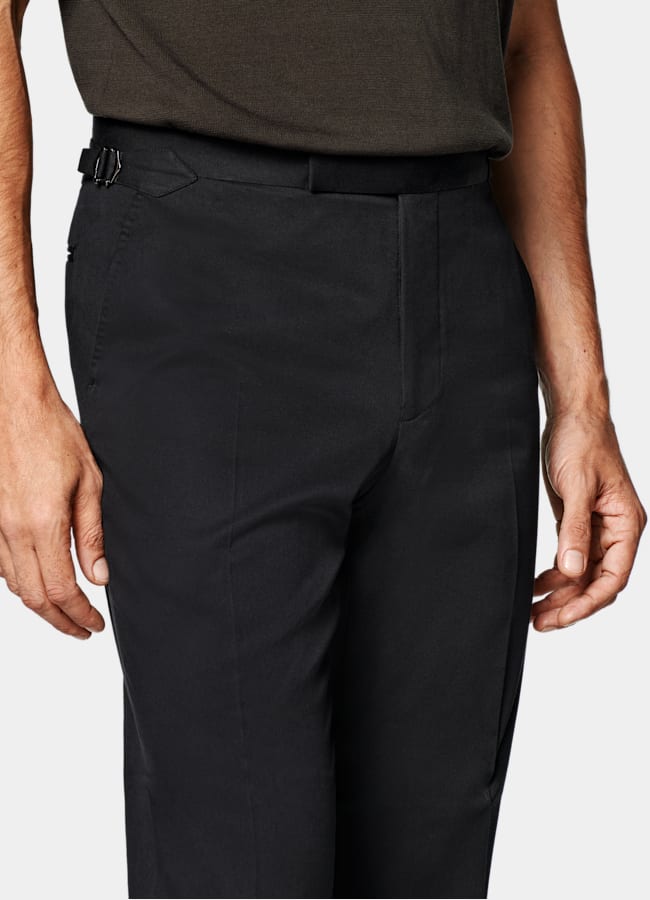 SUITSUPPLY Summer Cotton Cashmere by Solbiati, Italy Black Relaxed Fit Roma Suit