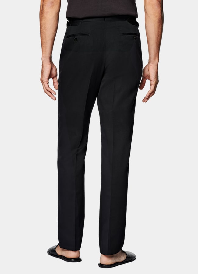 SUITSUPPLY Summer Cotton Cashmere by Solbiati, Italy Black Relaxed Fit Roma Suit