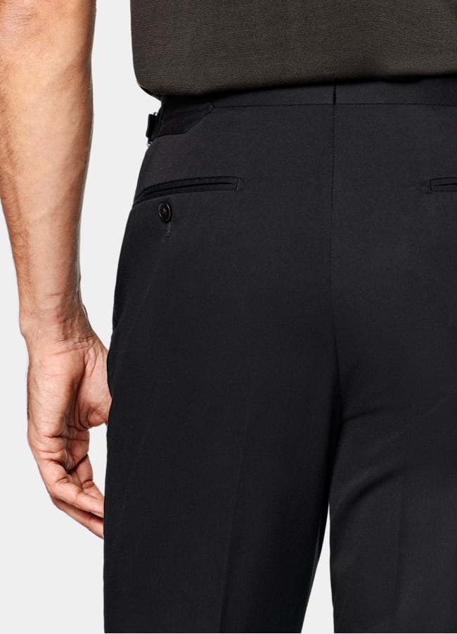 SUITSUPPLY Summer Cotton Cashmere by Solbiati, Italy Black Relaxed Fit Roma Suit