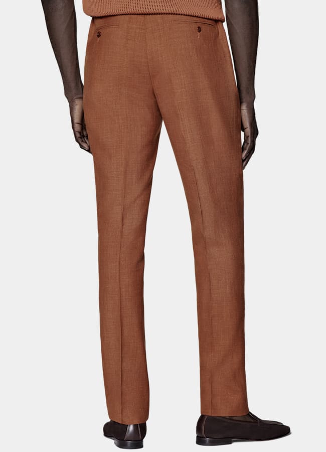 SUITSUPPLY Summer Wool Silk Linen by E.Thomas, Italy Dark Orange Tailored Fit Havana Suit