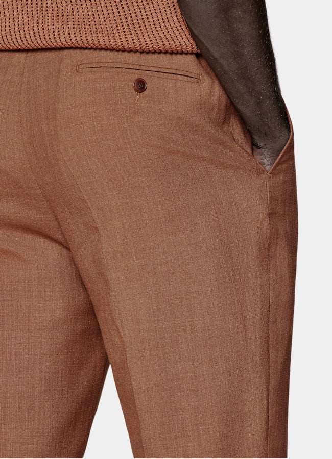 SUITSUPPLY Summer Wool Silk Linen by E.Thomas, Italy Dark Orange Tailored Fit Havana Suit