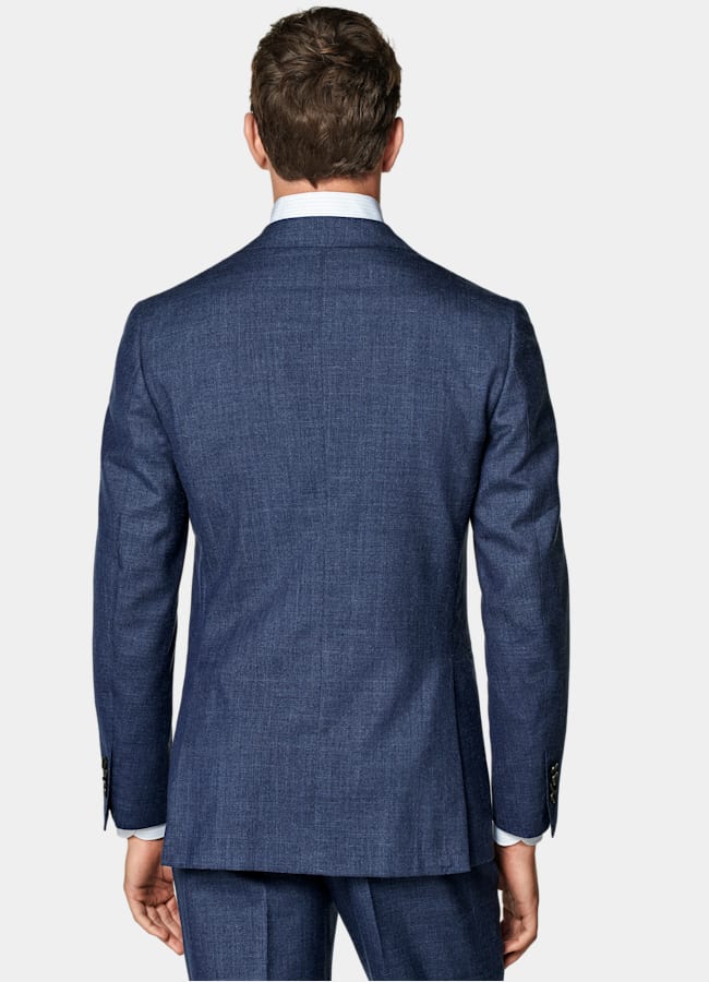 SUITSUPPLY Summer Wool Silk Linen by E.Thomas, Italy Mid Blue Tailored Fit Havana Suit