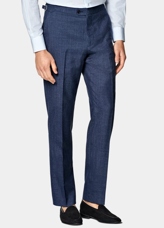 SUITSUPPLY Summer Wool Silk Linen by E.Thomas, Italy Mid Blue Tailored Fit Havana Suit