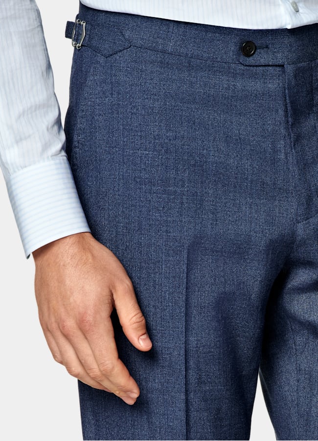 SUITSUPPLY Summer Wool Silk Linen by E.Thomas, Italy Mid Blue Tailored Fit Havana Suit