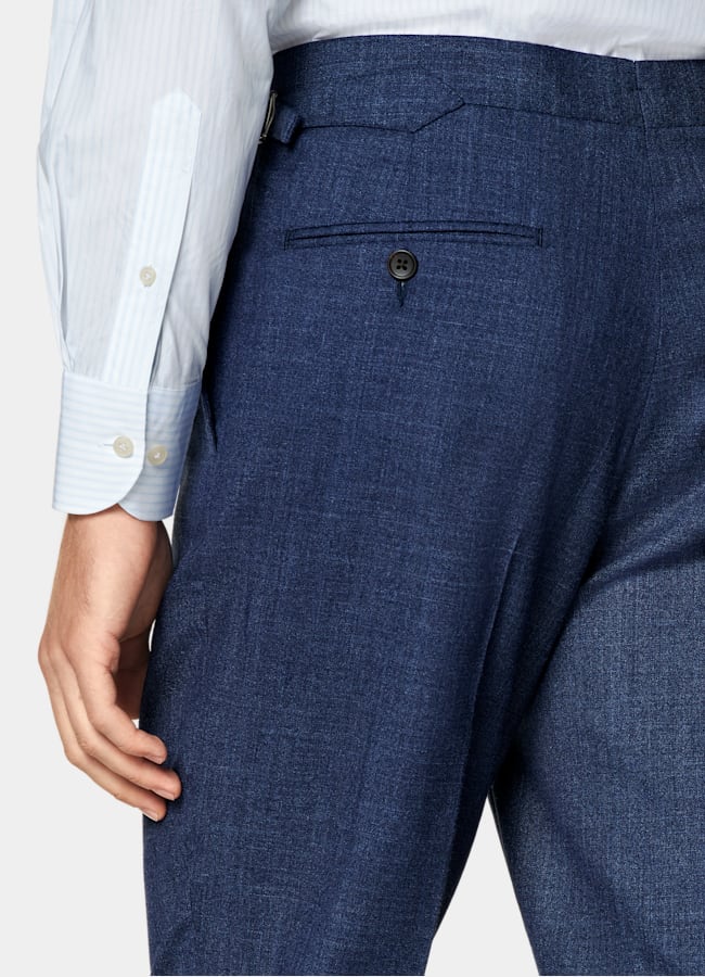 SUITSUPPLY Summer Wool Silk Linen by E.Thomas, Italy Mid Blue Tailored Fit Havana Suit