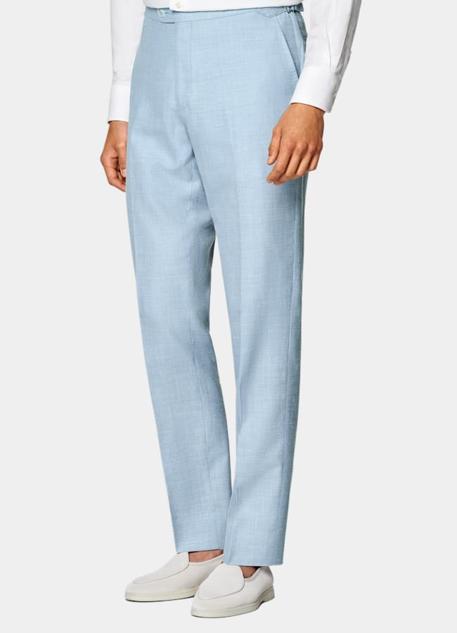 SUITSUPPLY Summer Wool Silk Linen by E.Thomas, Italy Light Blue Tailored Fit Havana Suit