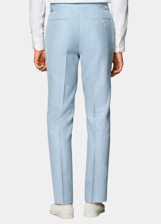 SUITSUPPLY Summer Wool Silk Linen by E.Thomas, Italy Light Blue Tailored Fit Havana Suit