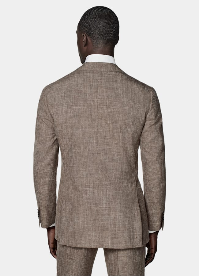 SUITSUPPLY Summer Wool Silk Linen by Rogna, Italy Mid Brown Tailored Fit Havana Suit