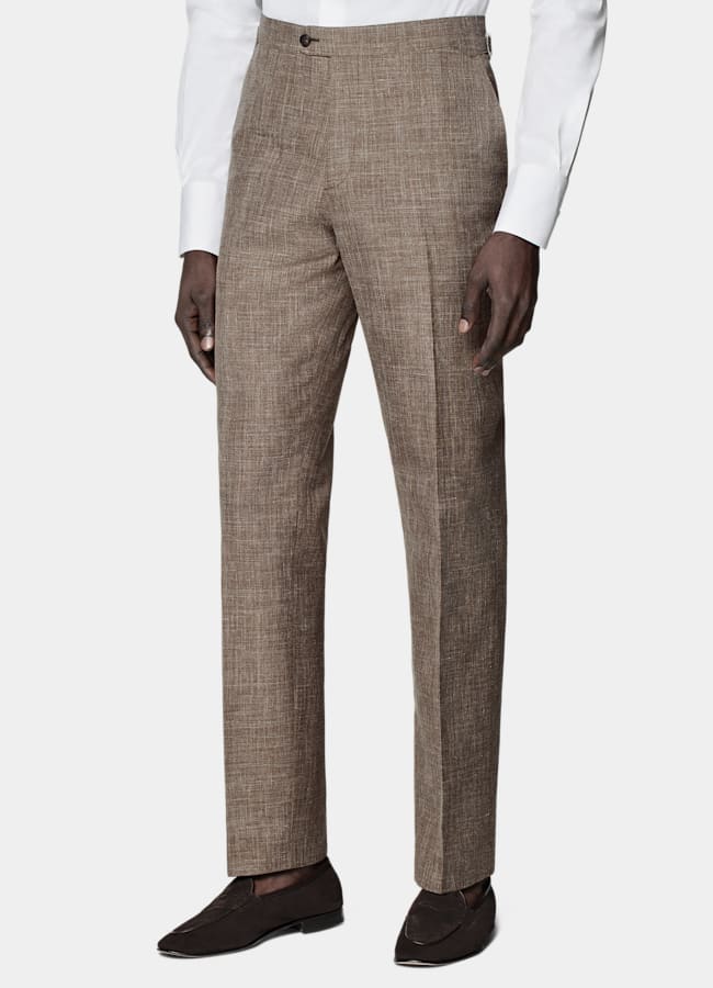 SUITSUPPLY Summer Wool Silk Linen by Rogna, Italy Mid Brown Tailored Fit Havana Suit