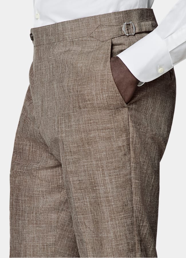 SUITSUPPLY Summer Wool Silk Linen by Rogna, Italy Mid Brown Tailored Fit Havana Suit