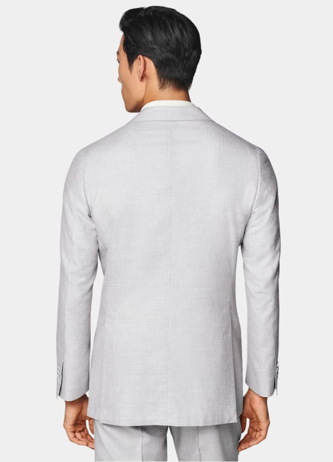 SUITSUPPLY Summer Wool Silk Linen by Rogna, Italy Light Grey Tailored Fit Havana Suit