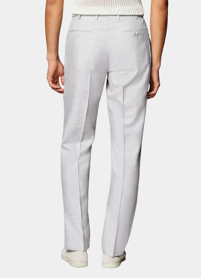 SUITSUPPLY Summer Wool Silk Linen by Rogna, Italy Light Grey Tailored Fit Havana Suit