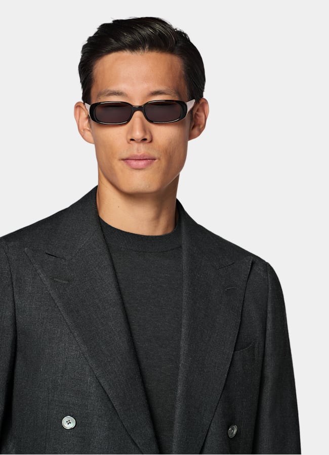 SUITSUPPLY Summer Wool Silk Linen by E.Thomas, Italy Dark Grey Tailored Fit Havana Suit