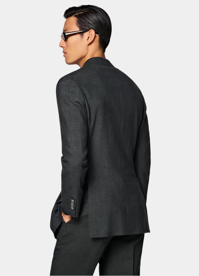 SUITSUPPLY Summer Wool Silk Linen by E.Thomas, Italy Dark Grey Tailored Fit Havana Suit