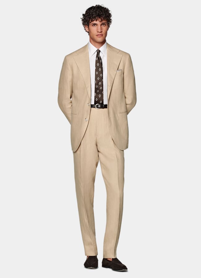 SUITSUPPLY Summer Pure Linen by Leomaster, Italy Sand Relaxed Fit Roma Suit