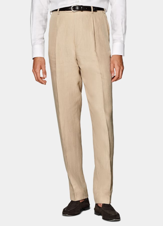 SUITSUPPLY Summer Pure Linen by Leomaster, Italy Sand Relaxed Fit Roma Suit