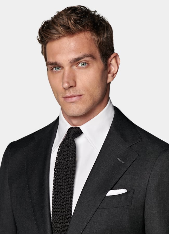 SUITSUPPLY All Season Pure S150's Wool by Vitale Barberis Canonico, Italy Dark Grey Tailored Fit Havana Suit