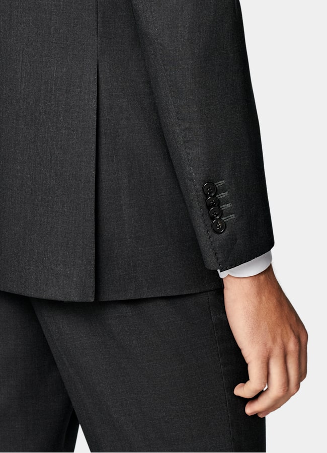 SUITSUPPLY All Season Pure S150's Wool by Vitale Barberis Canonico, Italy Dark Grey Tailored Fit Havana Suit