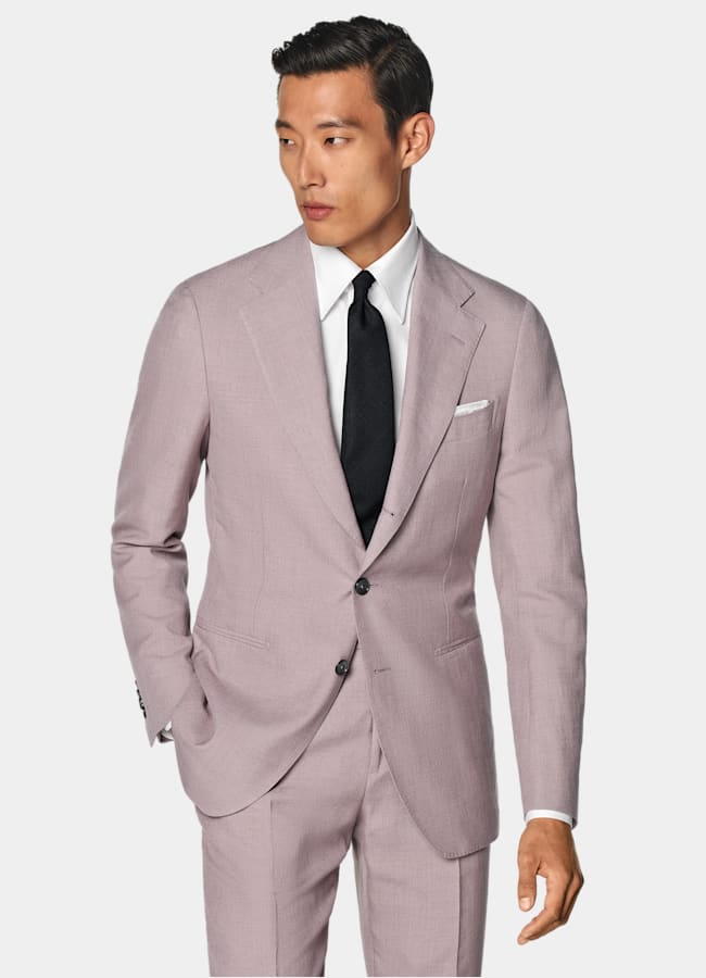 SUITSUPPLY Summer Wool Silk Linen by E.Thomas, Italy Purple Tailored Fit Havana Suit