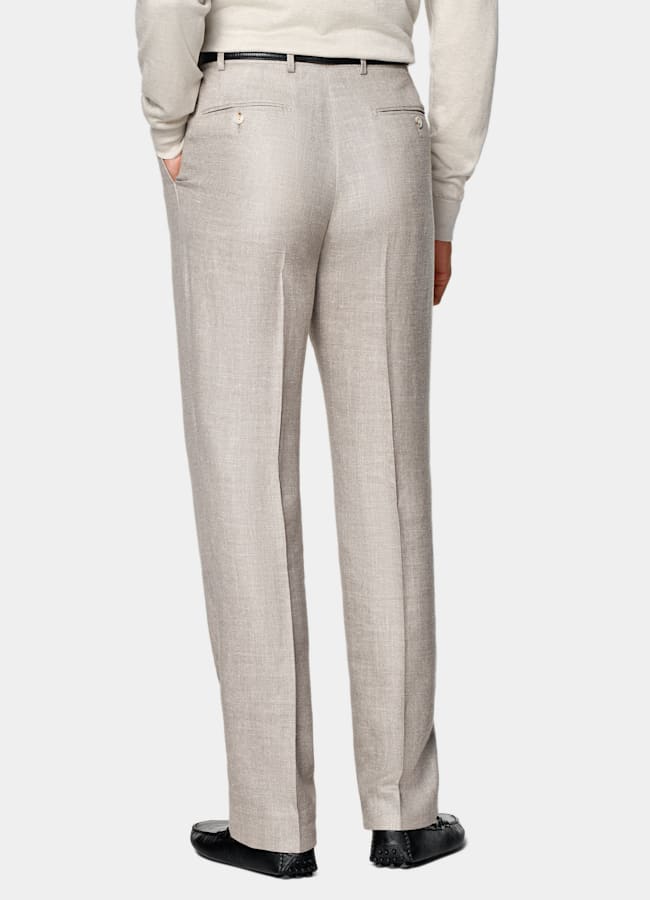 SUITSUPPLY Summer Silk Linen Wool by E.Thomas, Italy Light Taupe Tailored Fit Havana Suit