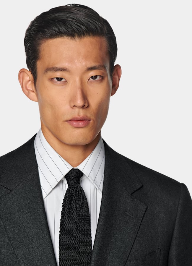 SUITSUPPLY Sommer Schurwolle Seide Leinen von E.Thomas, Italien Milano Anzug schwarz Tailored Fit