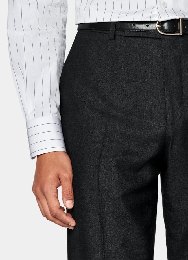 SUITSUPPLY Sommer Schurwolle Seide Leinen von E.Thomas, Italien Milano Anzug schwarz Tailored Fit