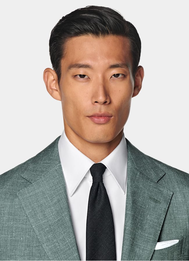 SUITSUPPLY Summer Wool Silk Linen by E.Thomas, Italy Green Tailored Fit Havana Suit