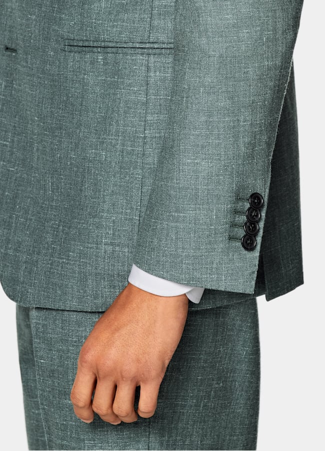 SUITSUPPLY Summer Wool Silk Linen by E.Thomas, Italy Green Tailored Fit Havana Suit