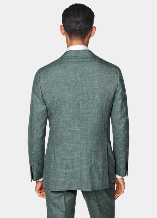 SUITSUPPLY Summer Wool Silk Linen by E.Thomas, Italy Green Tailored Fit Havana Suit