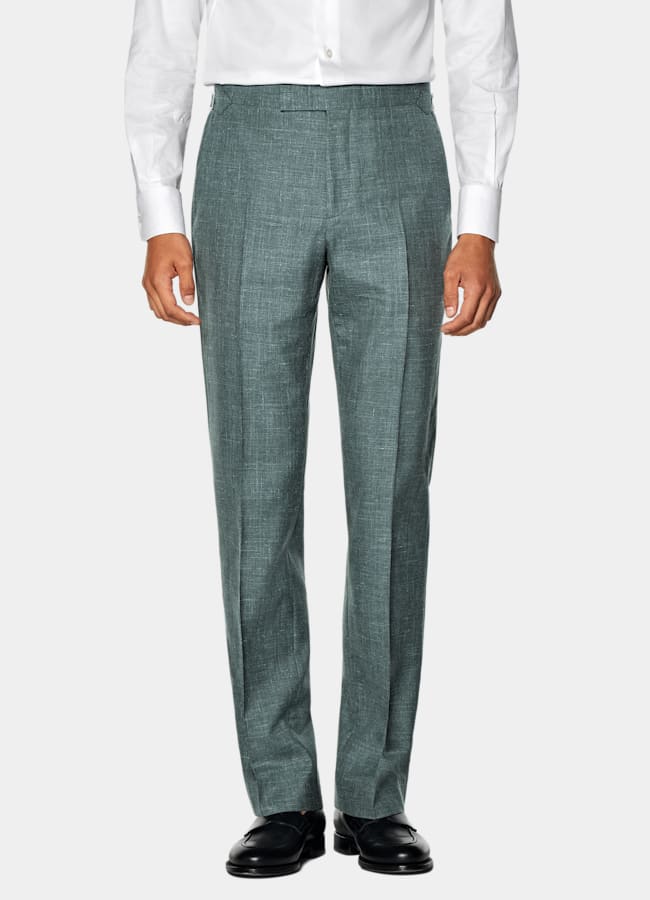 SUITSUPPLY Summer Wool Silk Linen by E.Thomas, Italy Green Tailored Fit Havana Suit