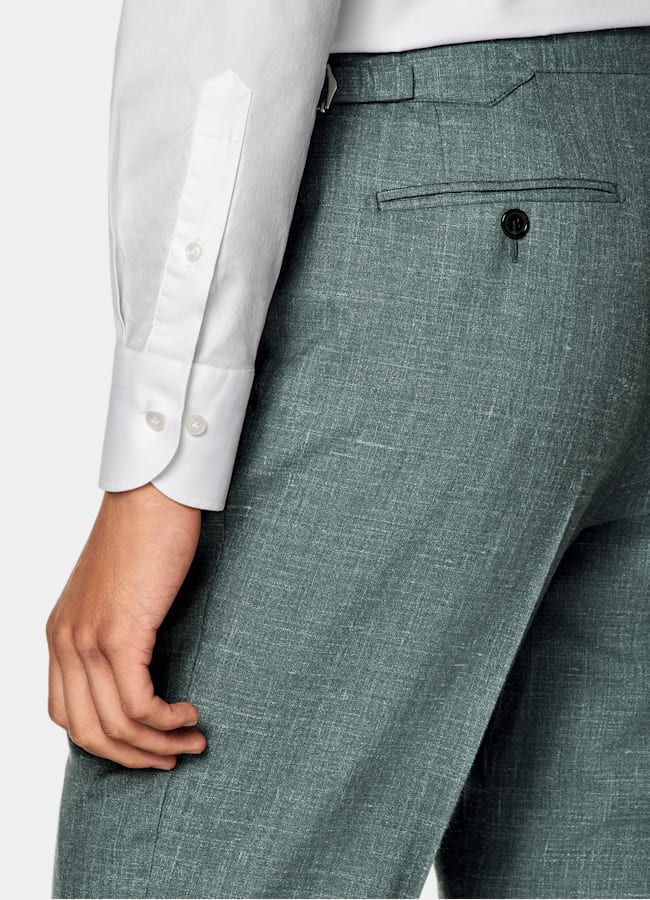 SUITSUPPLY Summer Wool Silk Linen by E.Thomas, Italy Green Tailored Fit Havana Suit