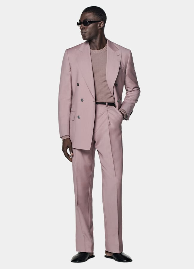 SUITSUPPLY All Season Wool Mohair by Rogna, Italy Purple Tailored Fit Milano Suit