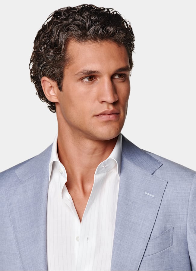 SUITSUPPLY All Season Pure Wool by Reda, Italy Light Blue Perennial Tailored Fit Havana Suit