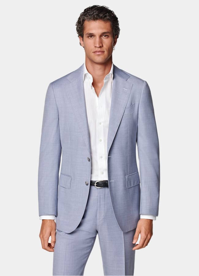 SUITSUPPLY All Season Pure Wool by Reda, Italy Light Blue Perennial Tailored Fit Havana Suit