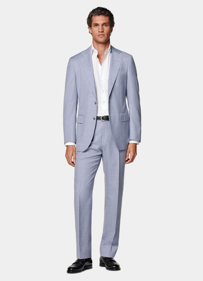 SUITSUPPLY All Season Pure Wool by Reda, Italy Light Blue Perennial Tailored Fit Havana Suit