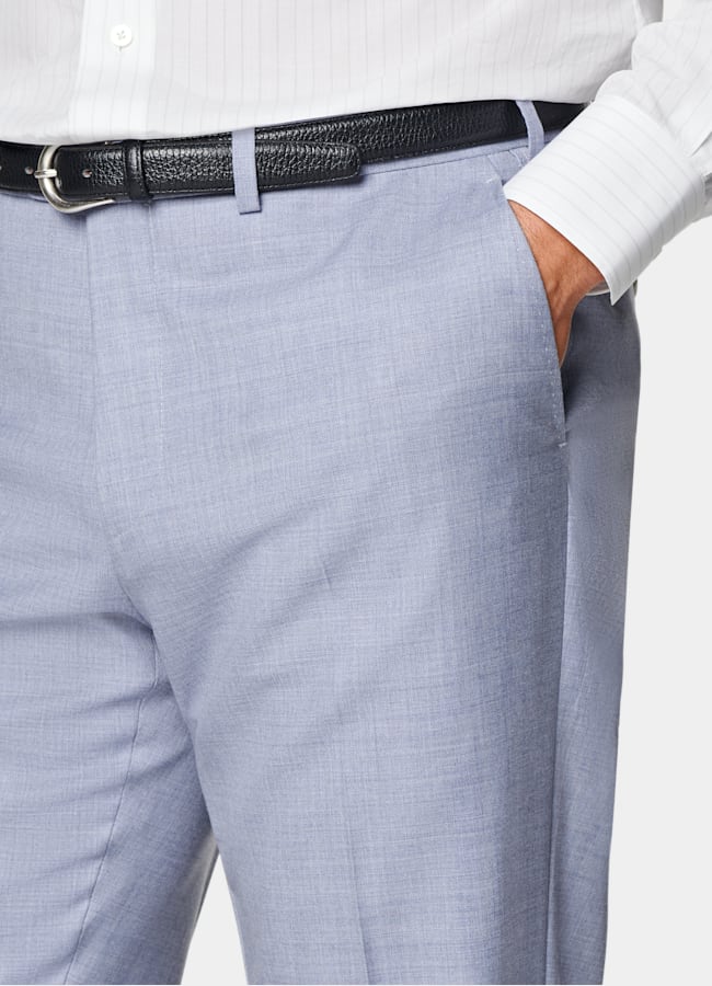 SUITSUPPLY All Season Pure Wool by Reda, Italy Light Blue Perennial Tailored Fit Havana Suit