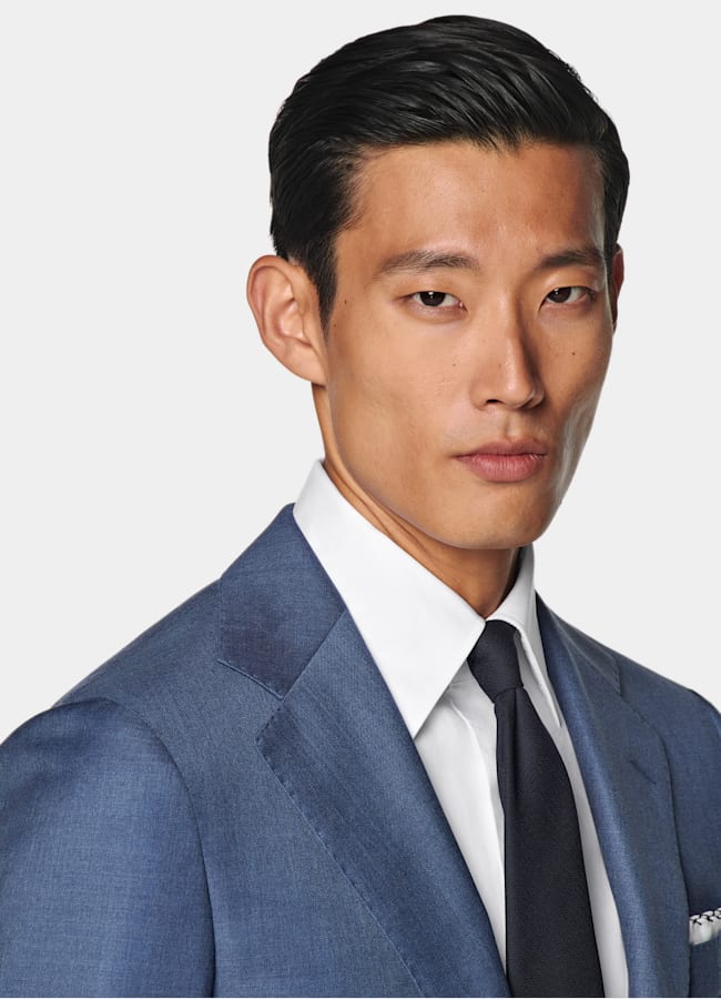 SUITSUPPLY All Season Pure S130's Wool by Reda, Italy Mid Blue Tailored Fit Havana Suit