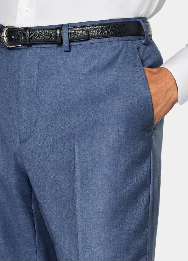 SUITSUPPLY All Season Pure S130's Wool by Reda, Italy Mid Blue Tailored Fit Havana Suit