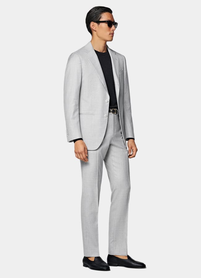 SUITSUPPLY All Season Pura lana de Reda, Italia Traje Perennial Havana gris claro corte Tailored