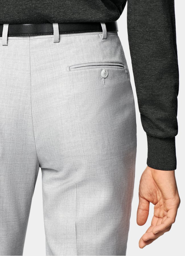 SUITSUPPLY All Season Pura lana de Reda, Italia Traje Perennial Havana gris claro corte Tailored