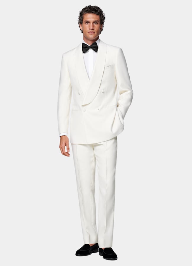 SUITSUPPLY All Season Wool Silk by Piacenza, Italy Off-White Tailored Fit Milano Tuxedo