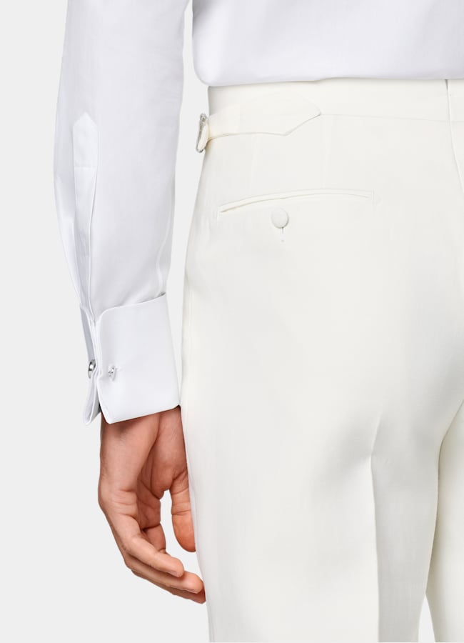 SUITSUPPLY All Season Wool Silk by Piacenza, Italy Off-White Tailored Fit Milano Tuxedo