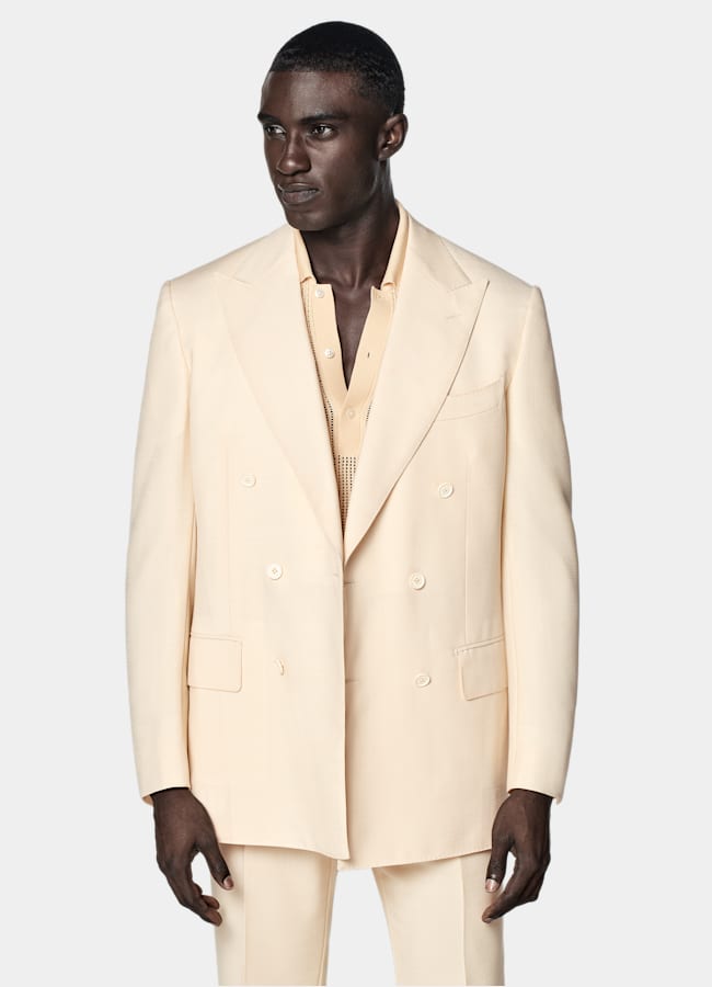 SUITSUPPLY All Season Wool Mohair by Vitale Barberis Canonico, Italy Light Yellow Tailored Fit Milano Suit