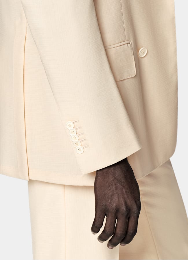 SUITSUPPLY All Season Wool Mohair by Vitale Barberis Canonico, Italy Light Yellow Tailored Fit Milano Suit