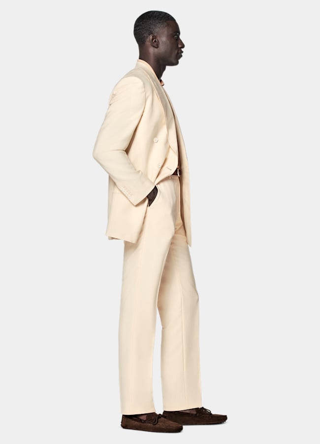 SUITSUPPLY All Season Wool Mohair by Vitale Barberis Canonico, Italy Light Yellow Tailored Fit Milano Suit