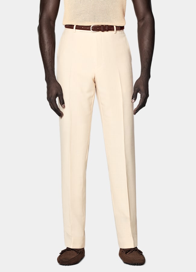 SUITSUPPLY All Season Wool Mohair by Vitale Barberis Canonico, Italy Light Yellow Tailored Fit Milano Suit