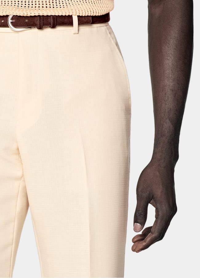 SUITSUPPLY All Season Wool Mohair by Vitale Barberis Canonico, Italy Light Yellow Tailored Fit Milano Suit