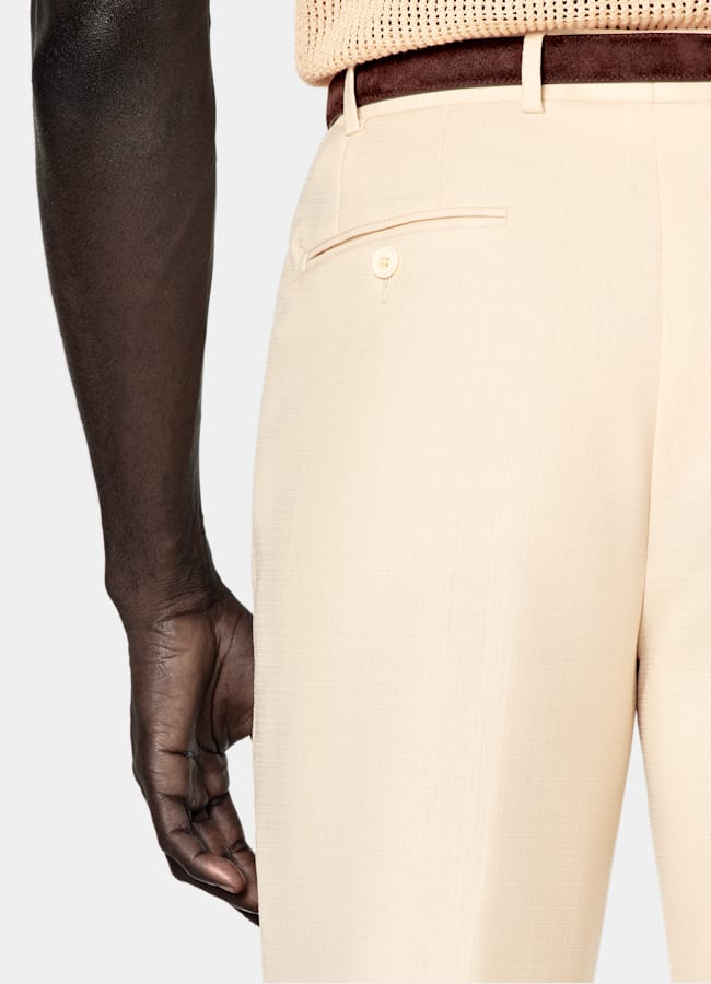 SUITSUPPLY All Season Wool Mohair by Vitale Barberis Canonico, Italy Light Yellow Tailored Fit Milano Suit