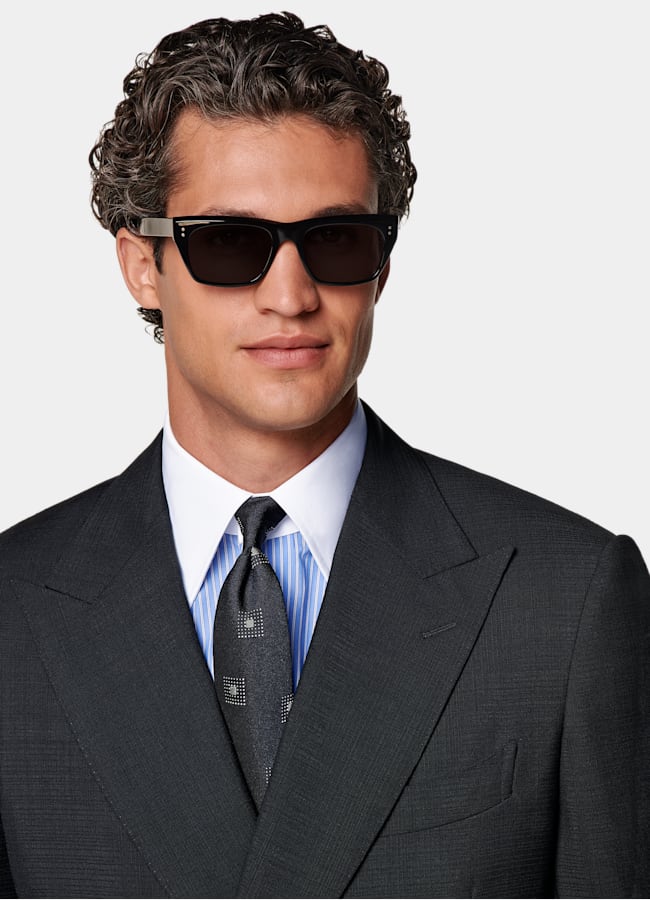 SUITSUPPLY All Season Wool Mohair by Vitale Barberis Canonico, Italy Navy Tailored Fit Milano Suit